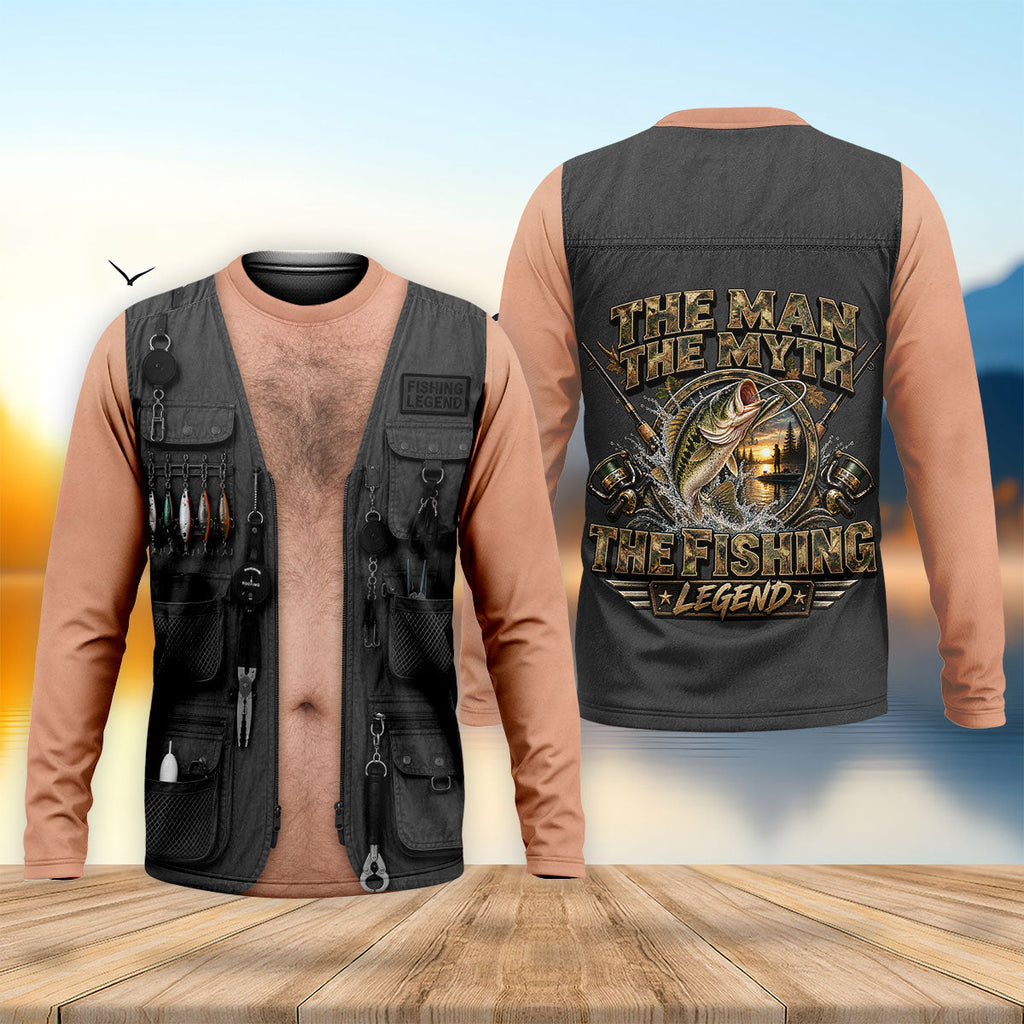 The Man The Myth The Fishing Legend UPF Shirt, Mens Fishing Shirt, Fishing Shirts