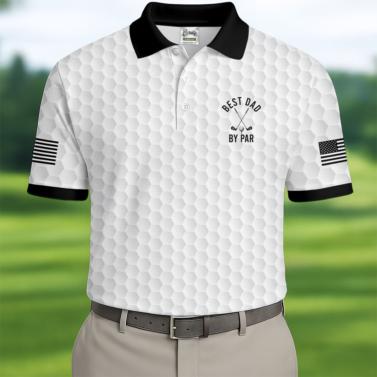 Best Dad By Par US Flag Pattern Father's Day Golf Shirt, Golf Gift For Dad, Polo Shirts For Men