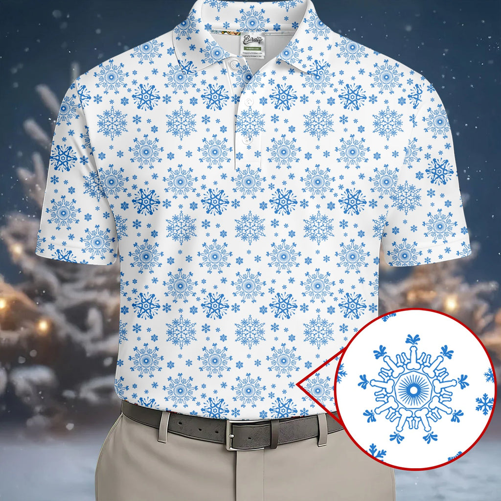 Dirty Funny Adult Humor Snowflakes White Golf Shirt, Fun Men's Golf Polos, Christmas Golf Shirt, Polo Shirts For Men