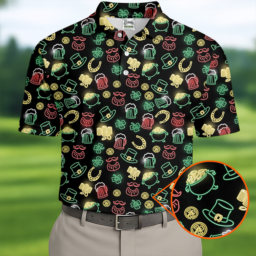 Leprechaun Hats Gold Coins Pot St Patrick's Day Shamrock Golf Shirt, Polo Shirts For Men, Golf Shirts For Men