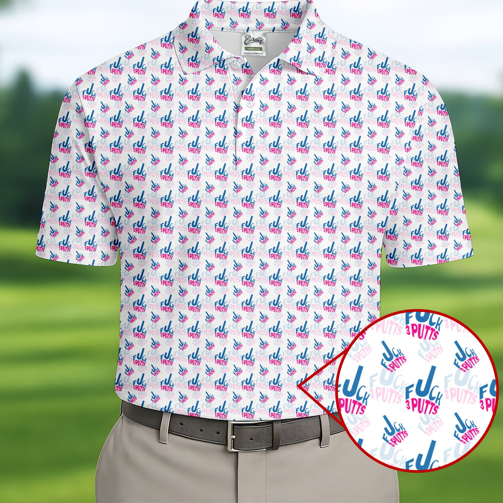 F*ck 3 Putts Men's Funny Golf Shirts, Cool Golf Shirt, Polo Shirts For Men, Golf Shirts For Men