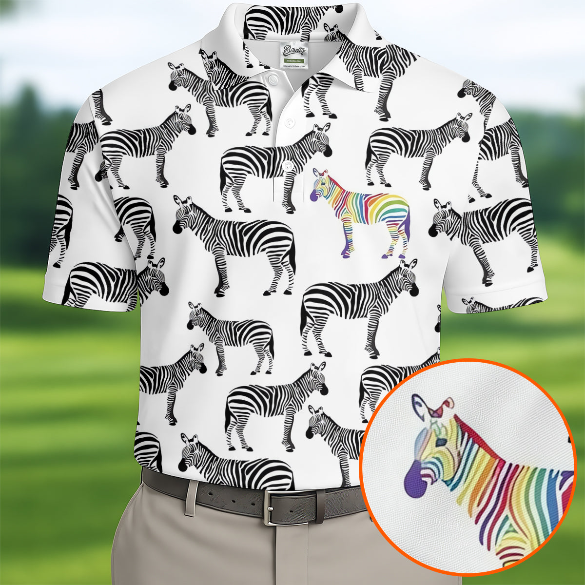 Rainbow Zebra Be Yourself Pride Month Support Golf Tops For Men, LGBT Community Polo Shirts For Men