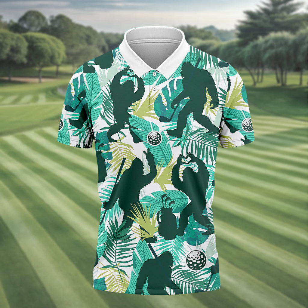 Bigfoot Sasquatch Golf Polo ShirtFunny Golf Shirt, Men Golf Gifts