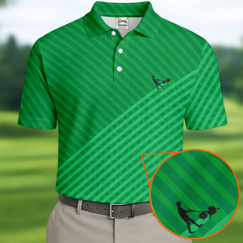 Lawn Mower Green Cross Stripe Father's Day Golf Shirt, Polo Shirts For Men, Golf Gift For Dad