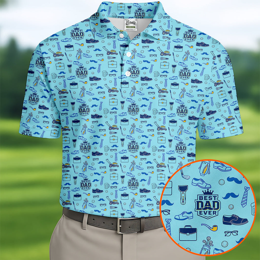 Best Dad Ever Dad Life Doodle Pattern Father's Day Golf Shirt, Golf Gift For Dad