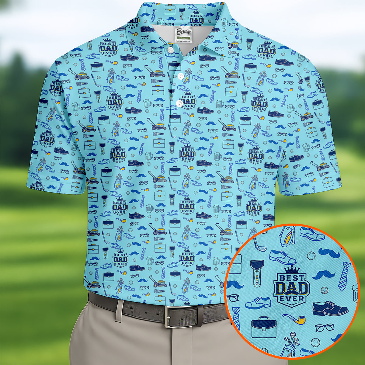 Best Dad Ever Dad Life Doodle Pattern Father's Day Golf Shirt, Golf Gift For Dad