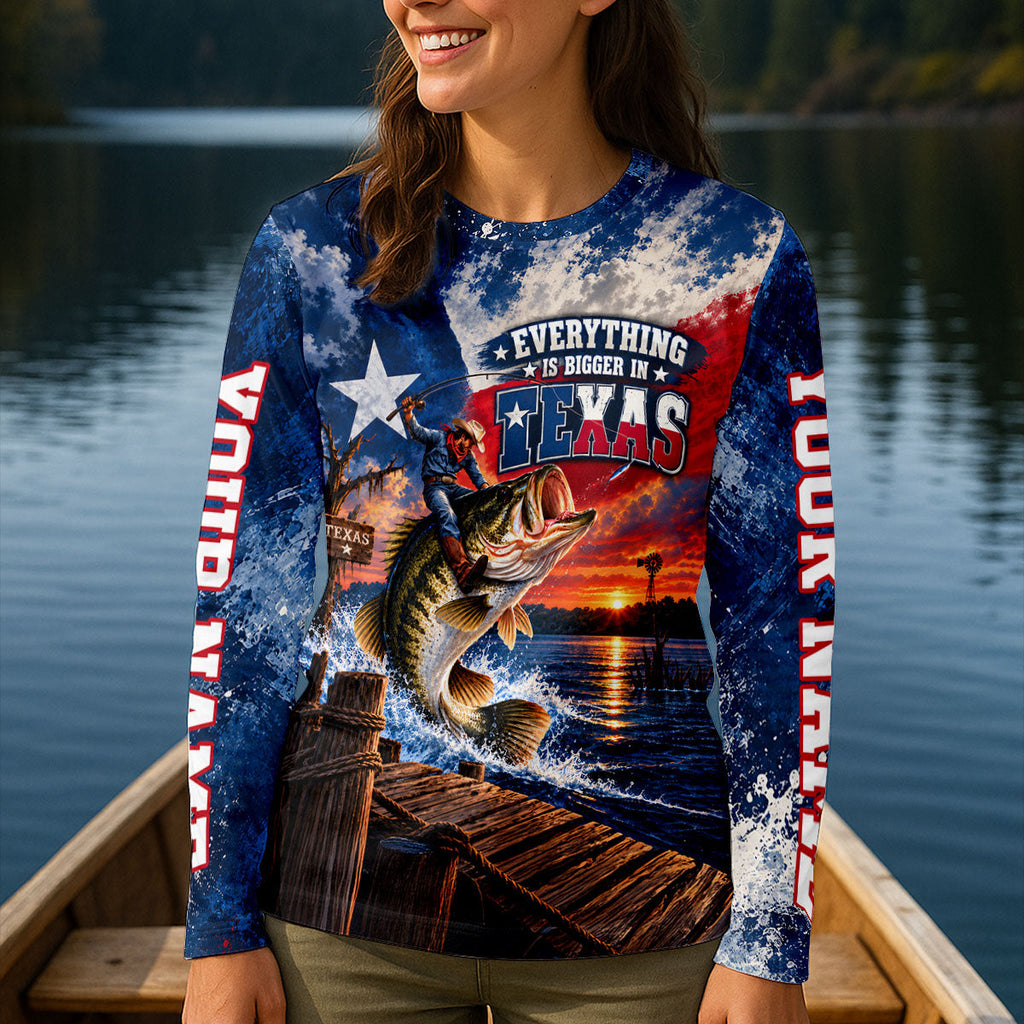 Everything Is Bigger In Texas Bass Fishing UPF Shirt, Womens Fishing Shirt, Fishing Apparel