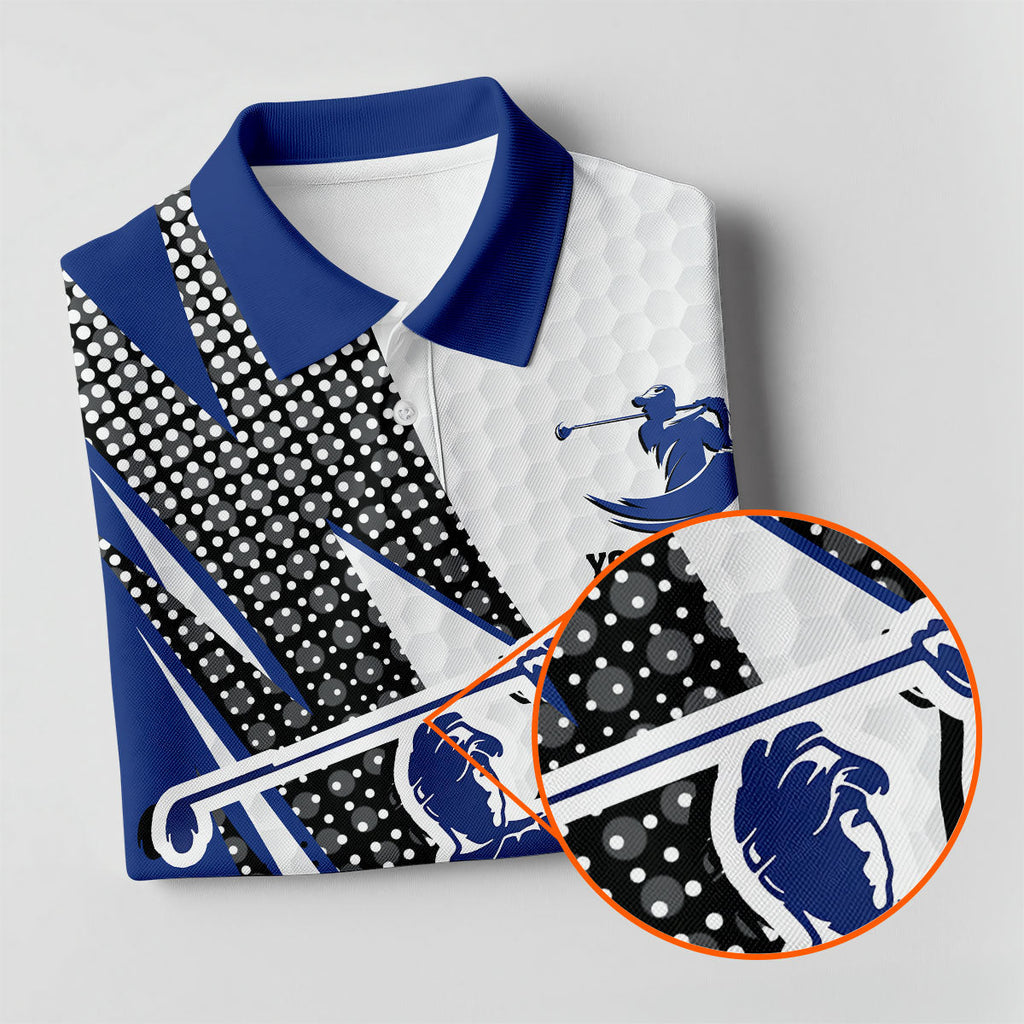 Blue White Golf Men's Golf Polo Shirt, Customized Golf Polos, Mens Golf Gift, Funny Golf Shirt