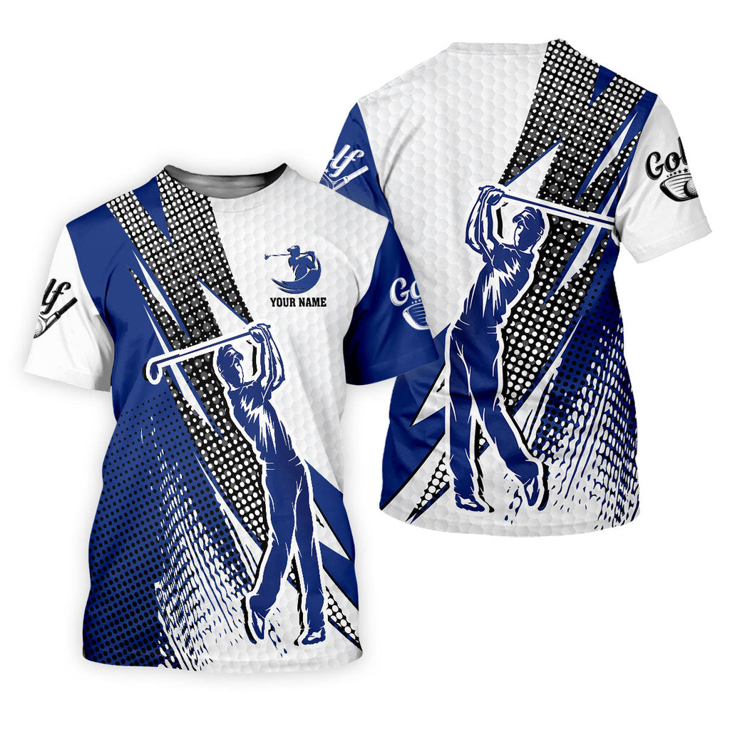 Blue White Golf Men's Golf Polo Shirt, Customized Golf Polos, Mens Golf Gift, Funny Golf Shirt