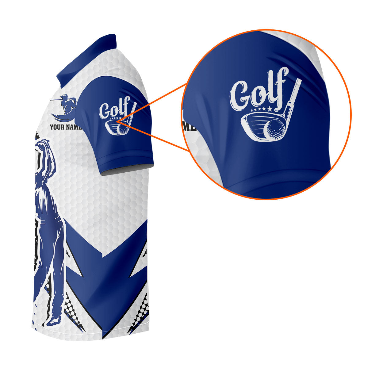 Blue White Golf Men's Golf Polo Shirt, Customized Golf Polos, Mens Golf Gift, Funny Golf Shirt