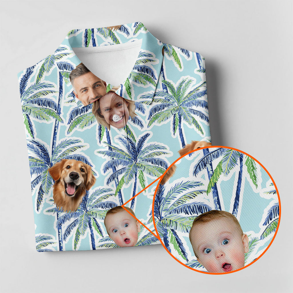 Vintage Aloha Shirts, Ladies Palm Tree Shirt, Custom Hawaiian Shirt With Face, Ladies Golf Shirts