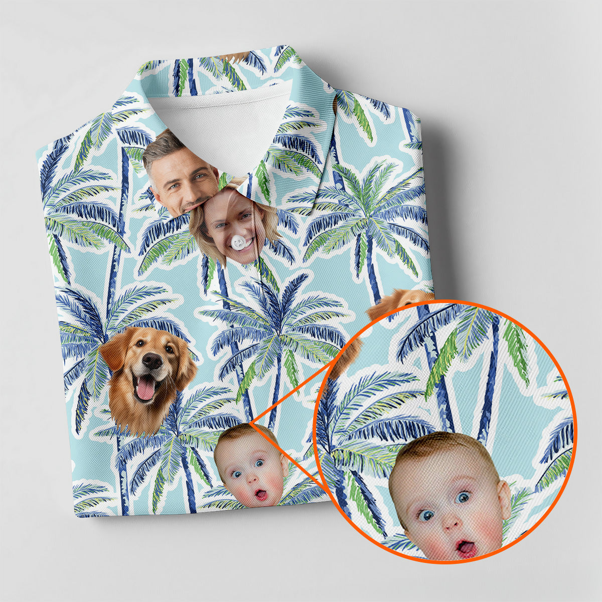 Vintage Aloha Shirts, Ladies Palm Tree Shirt, Custom Hawaiian Shirt With Face, Ladies Golf Shirts