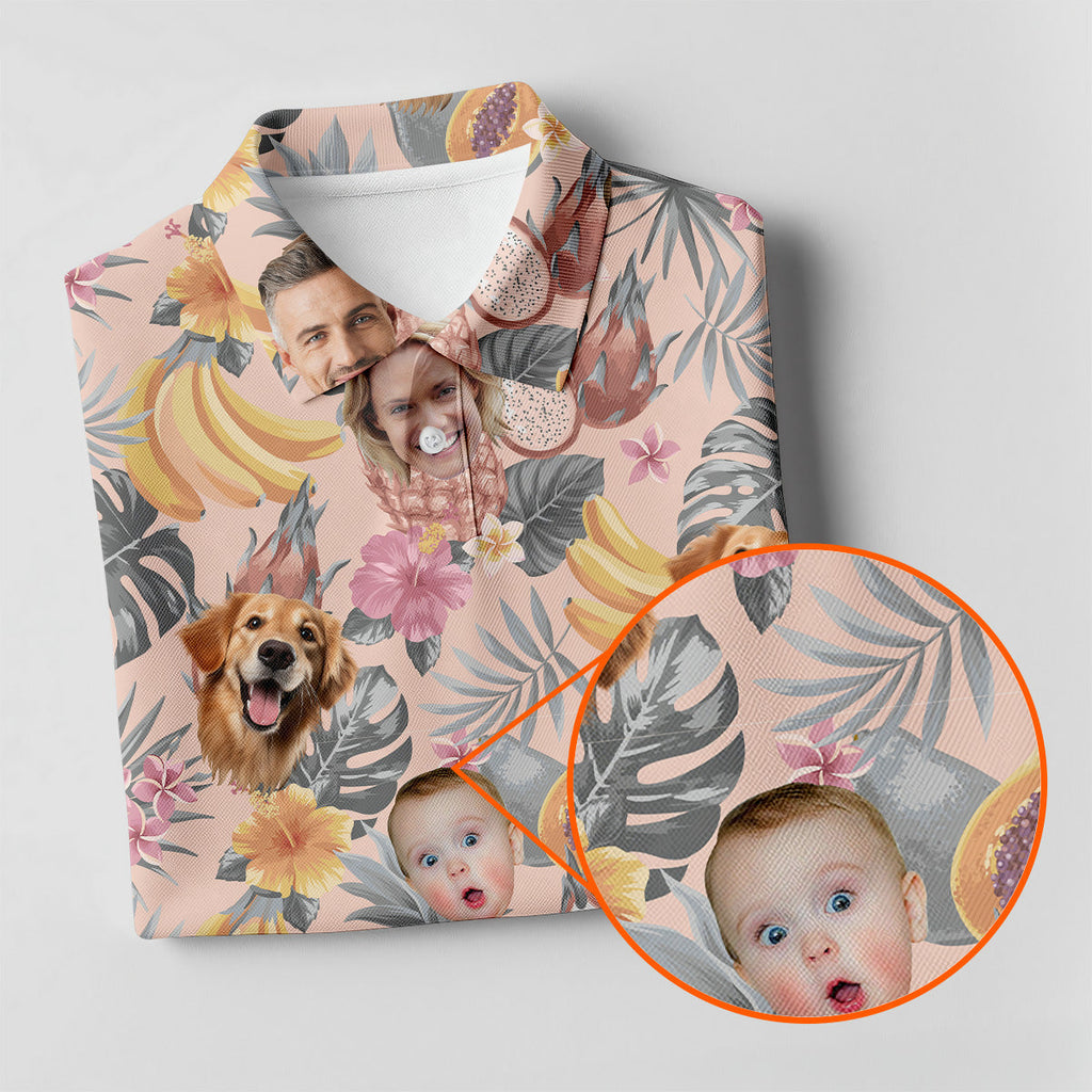 Pink Tropical Fruit, Vintage Hawaiian Shirts, Hawaiian Golf Shirts, Custom Pet Shirt, Ladies Golf Shirts