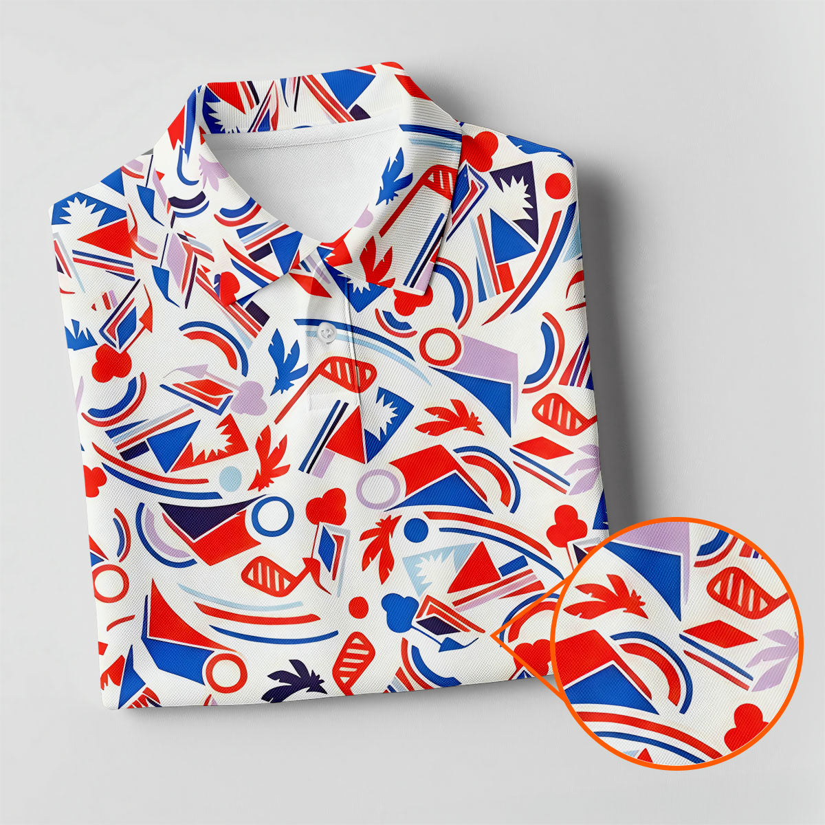 Red White Blue Golf Pattern Patriotic Golf Shirt, 250 Years Of Freedom 4th Of July Golf Shirts For Men