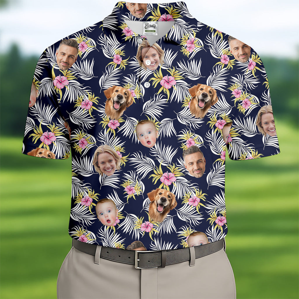 Hawaiian Golf Shirts, Floral Seamless Pattern, Hawaiian Shirts With Faces, Mens Tropical Shirts