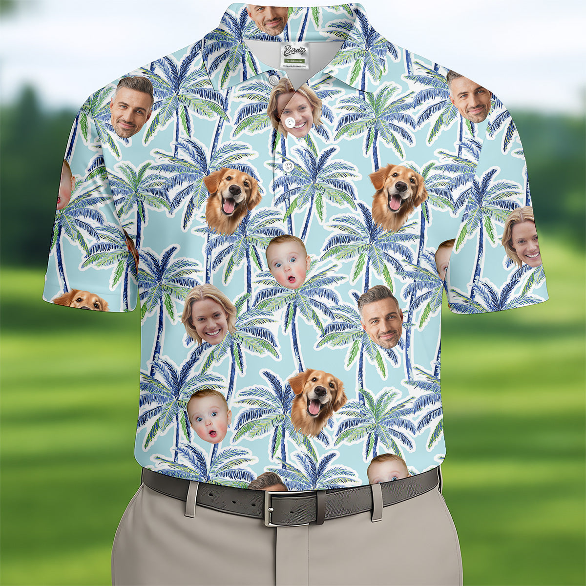 Vintage Aloha Shirts, Men Palm Tree Shirt, Men Golf Polo, Custom Hawaiian Shirt With Face, Tropical Beach