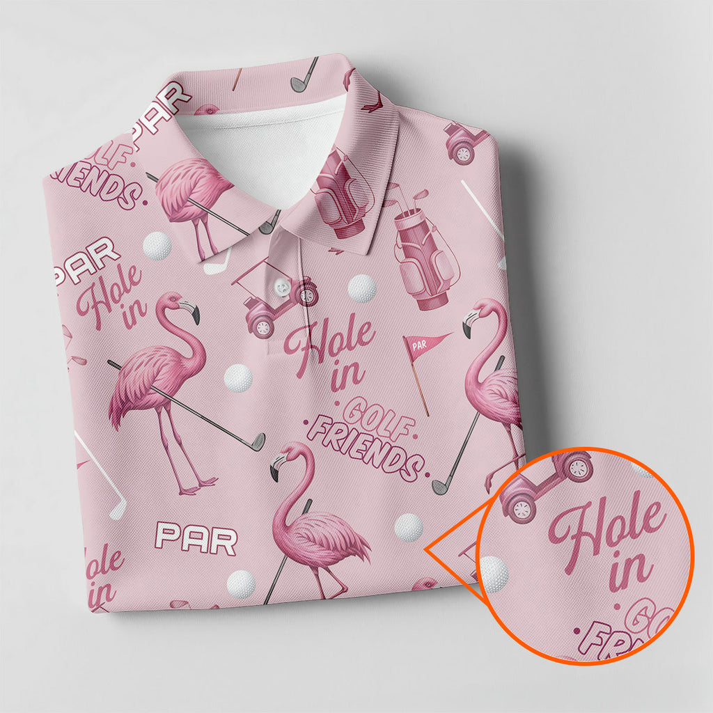 Pink Flamingo Customized Golf Polos, Ladies Sleeveless Tops, Ladies Golf Shirts, Golfing Apparel