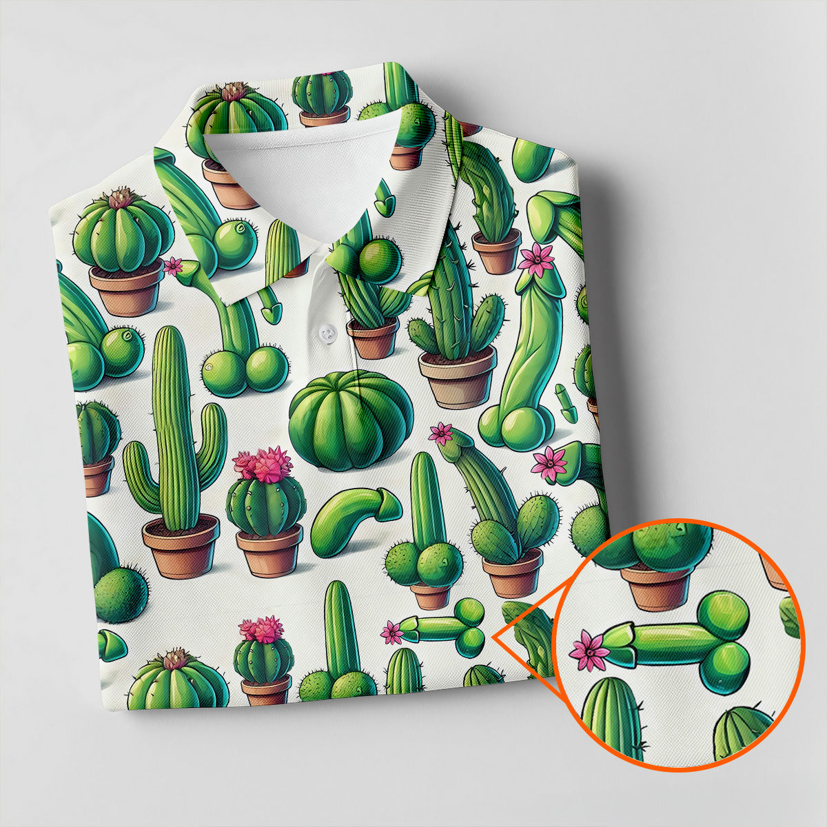 Adult Humor Funny Cactus Golf Tops For Men, Unique Gift For Golfer, Men's Golf Polo, Golfing Apparel