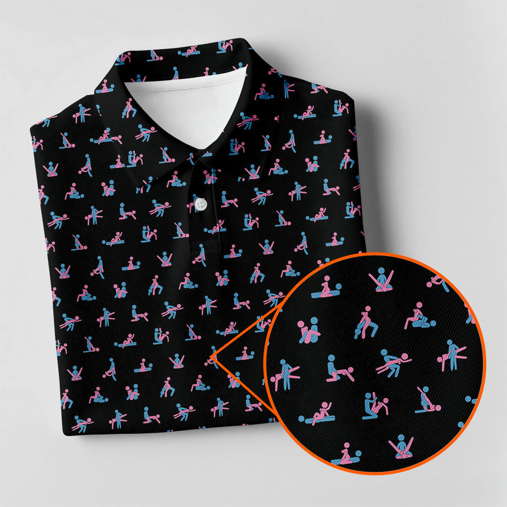 Funny Stick Figure Golf Shirt, Funny Position Couple Golf Shirt, Matching Golf Shirt, His And Hers Golf Shirts