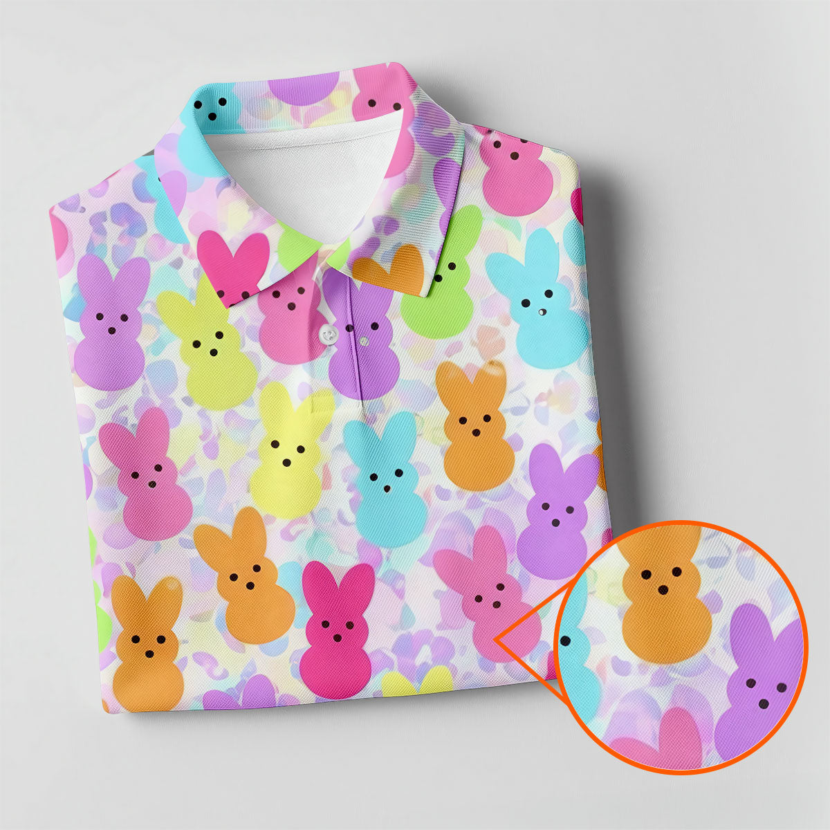 Pastel Easter Peeps Golf Shirts For Men, Cute Golf Outfit, Men's Funny Golf Shirts, Polo Shirts For Men