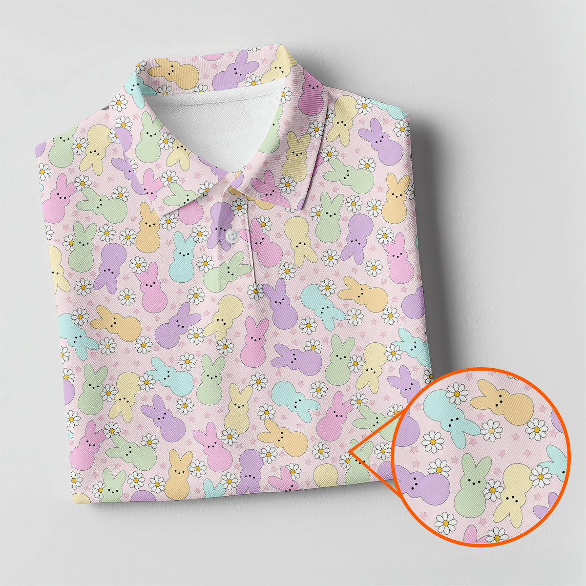 Easter Bunny Seamless Pattern Golf Shirts For Men, Men's Funny Golf Shirts, Cute Golf Outfit, Polo Shirts For Men