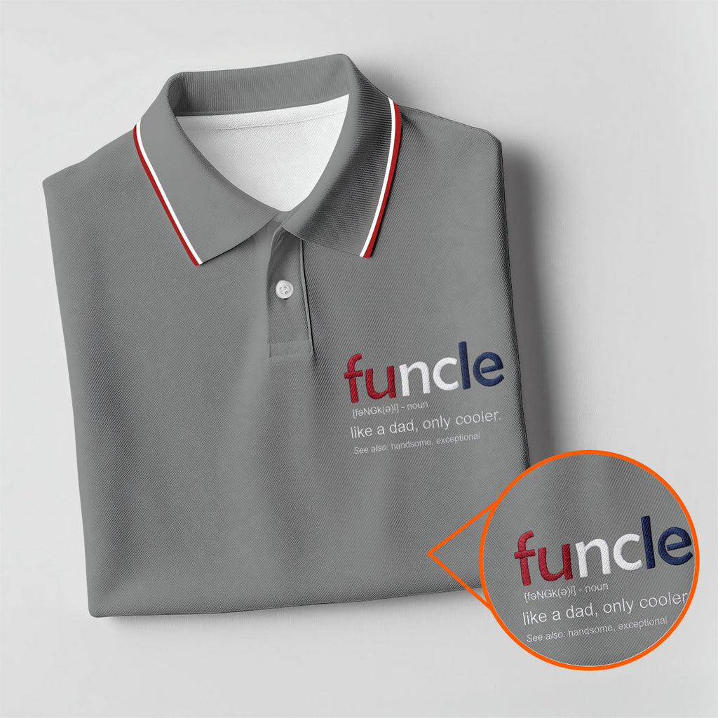 Funcle Like A Dad Only Cooler Father's Day Golf Shirt, Men's Funny Golf Shirts, Golf Gift For Dad