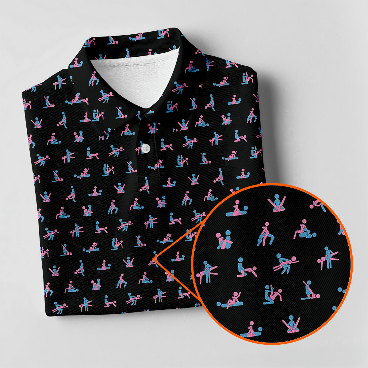 Funny Stick Figure Men's Golf Polo ShirtFunny Position Golf Polo, Fun Men Golf Shirts, Golf Gift For Him