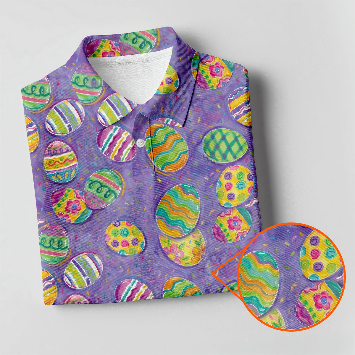 Colorful Painted Easter Eggs Golf Shirts For Men, Cute Golf Outfit, Polo Shirts For Men