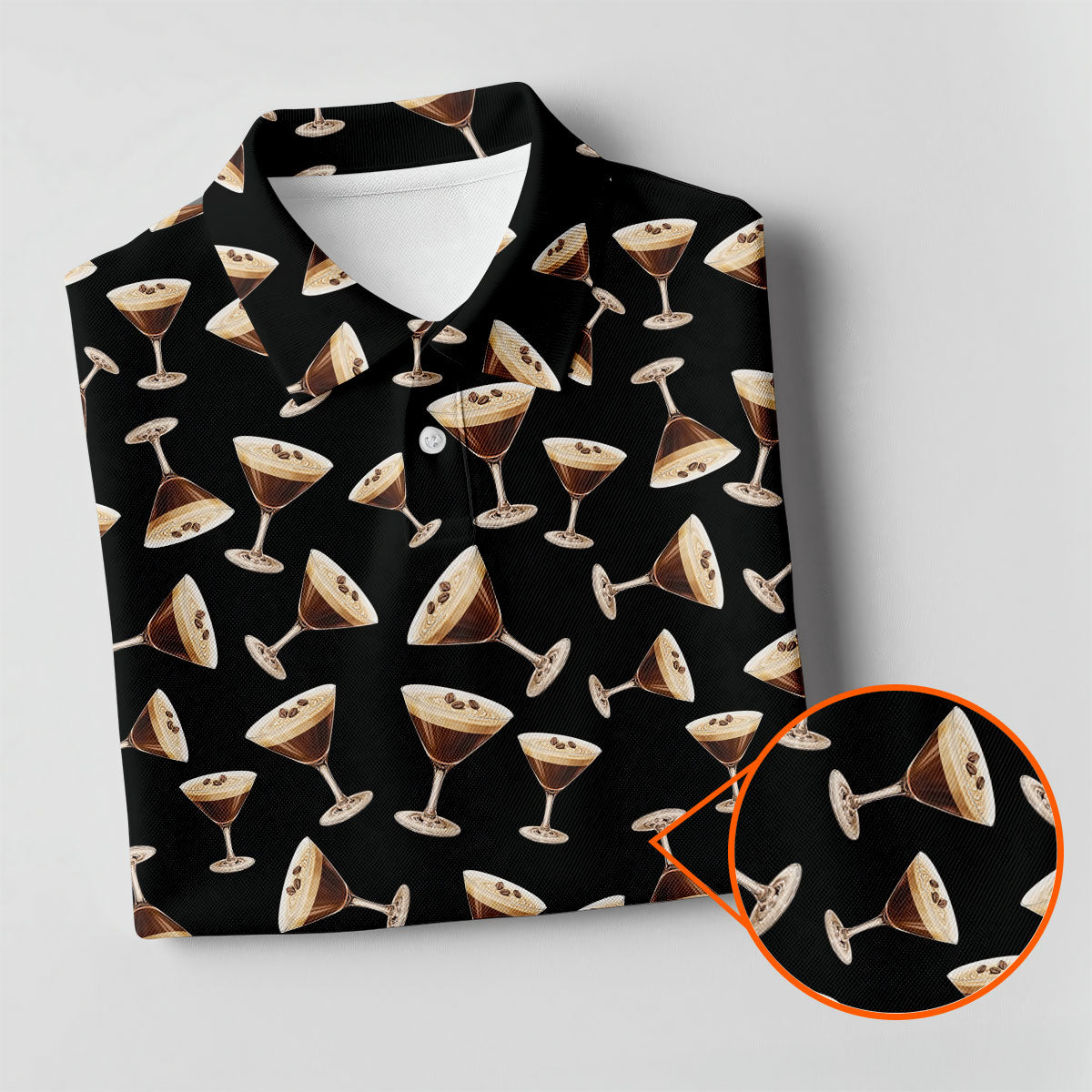 Espresso Martini Print Golf Shirt, Men's Golf Polo Shirts, Golf Shirts For Men, Polo Shirts For Men