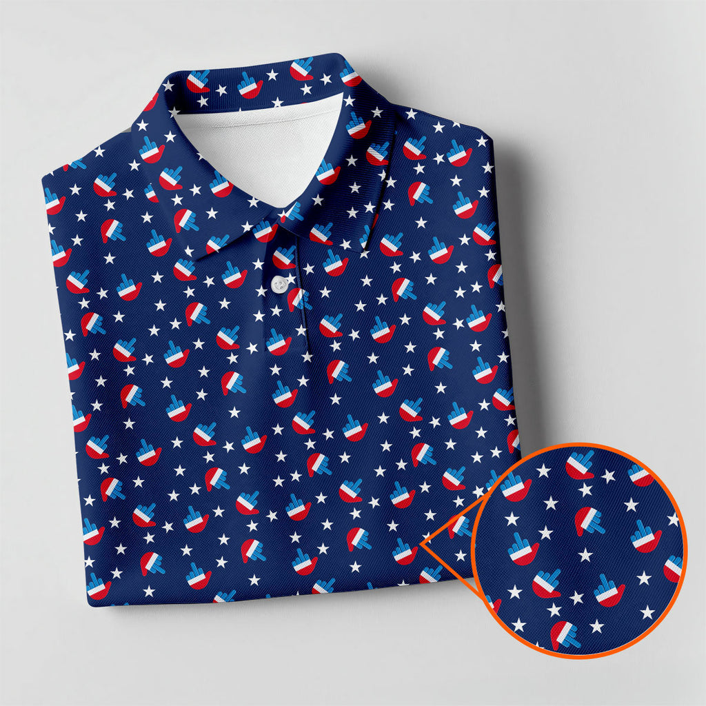 Red White Blue Dirty Finger 4th Of July Golf Shirt, Patriotic Golf Shirt, 250th Anniversary Men's Funny Golf Shirts
