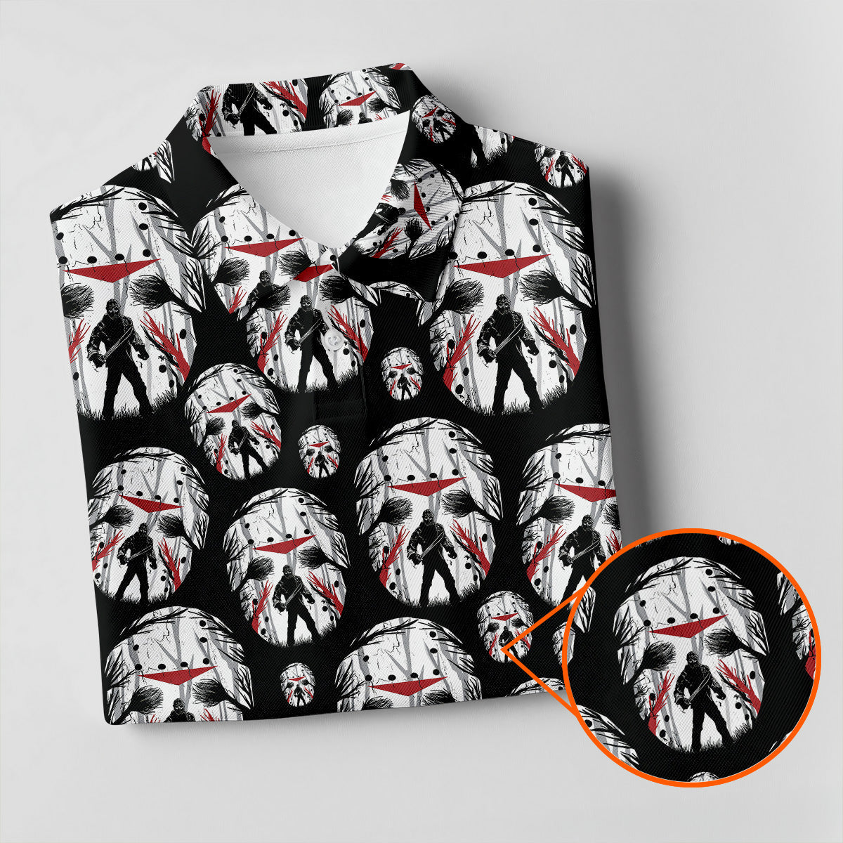 Jason Horror Character Men's Polo ShirtHorror Movie Shirt, Halloween Golf Shirt, Scary Halloween Shirts