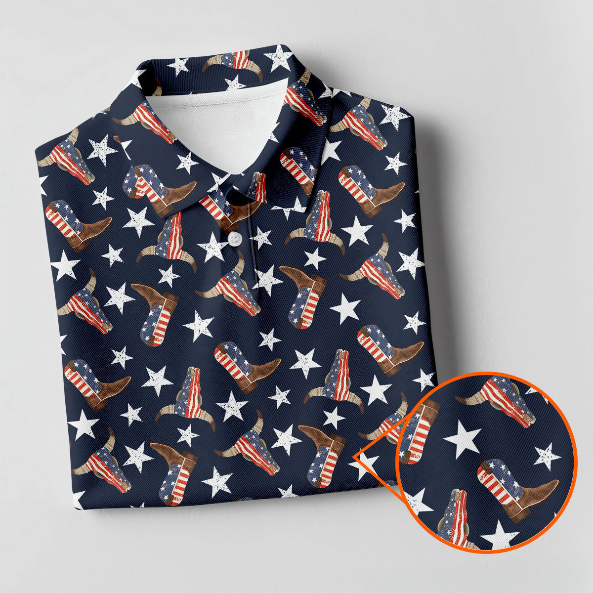Patriotic Cowboy Boots Stars Pattern 4th Of July Golf Shirt, 250th Anniversary Golf Shirts For Men