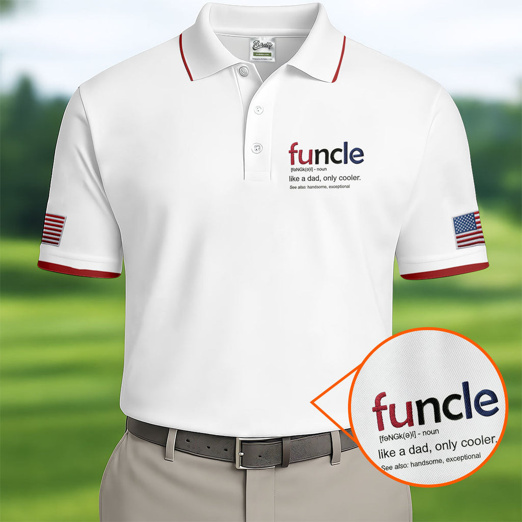 Funcle Like A Dad Only Cooler Father's Day Golf Shirt, Men's Funny Golf Shirts, Golf Gift For Dad