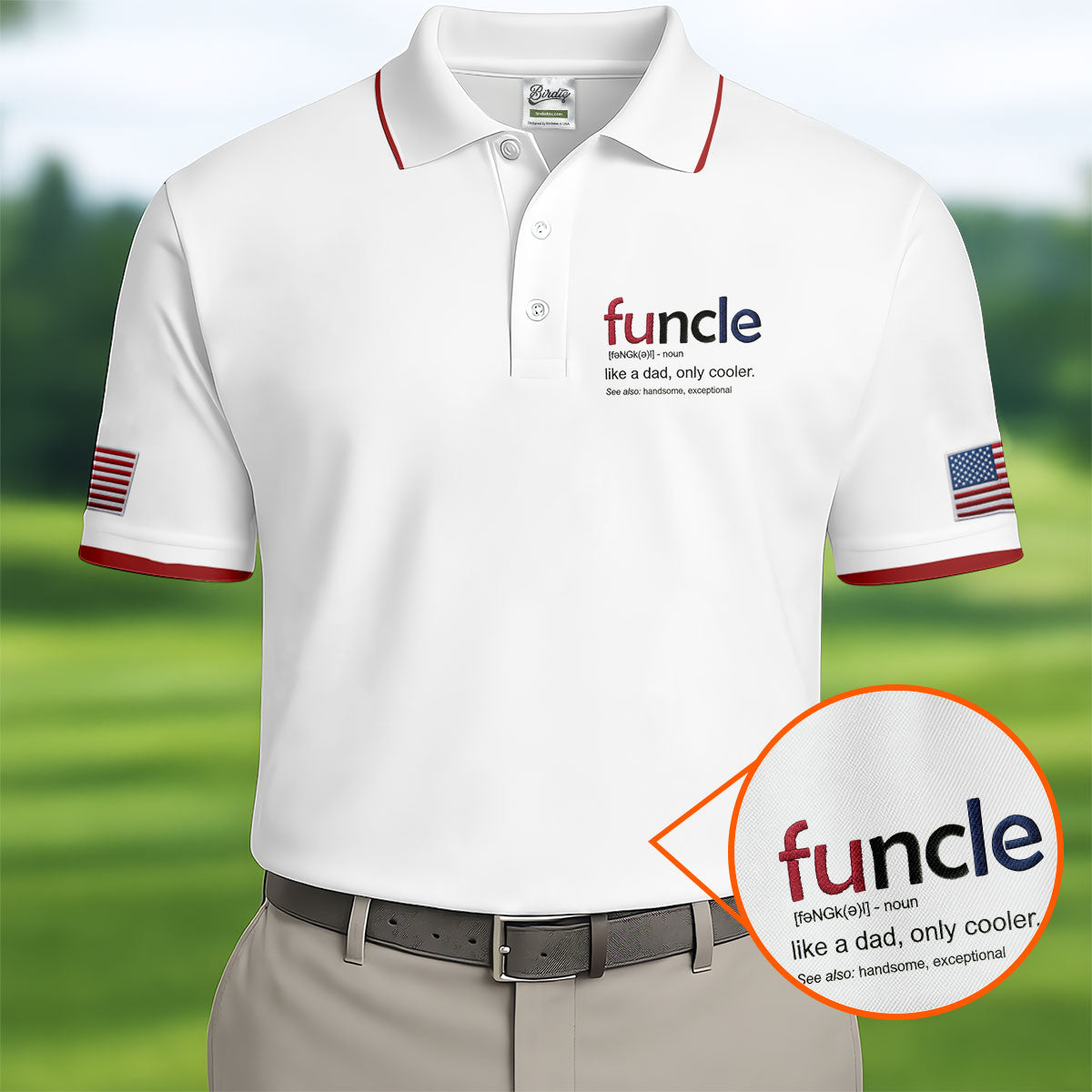 Funcle Like A Dad Only Cooler Father's Day Golf Shirt, Men's Funny Golf Shirts, Golf Gift For Dad