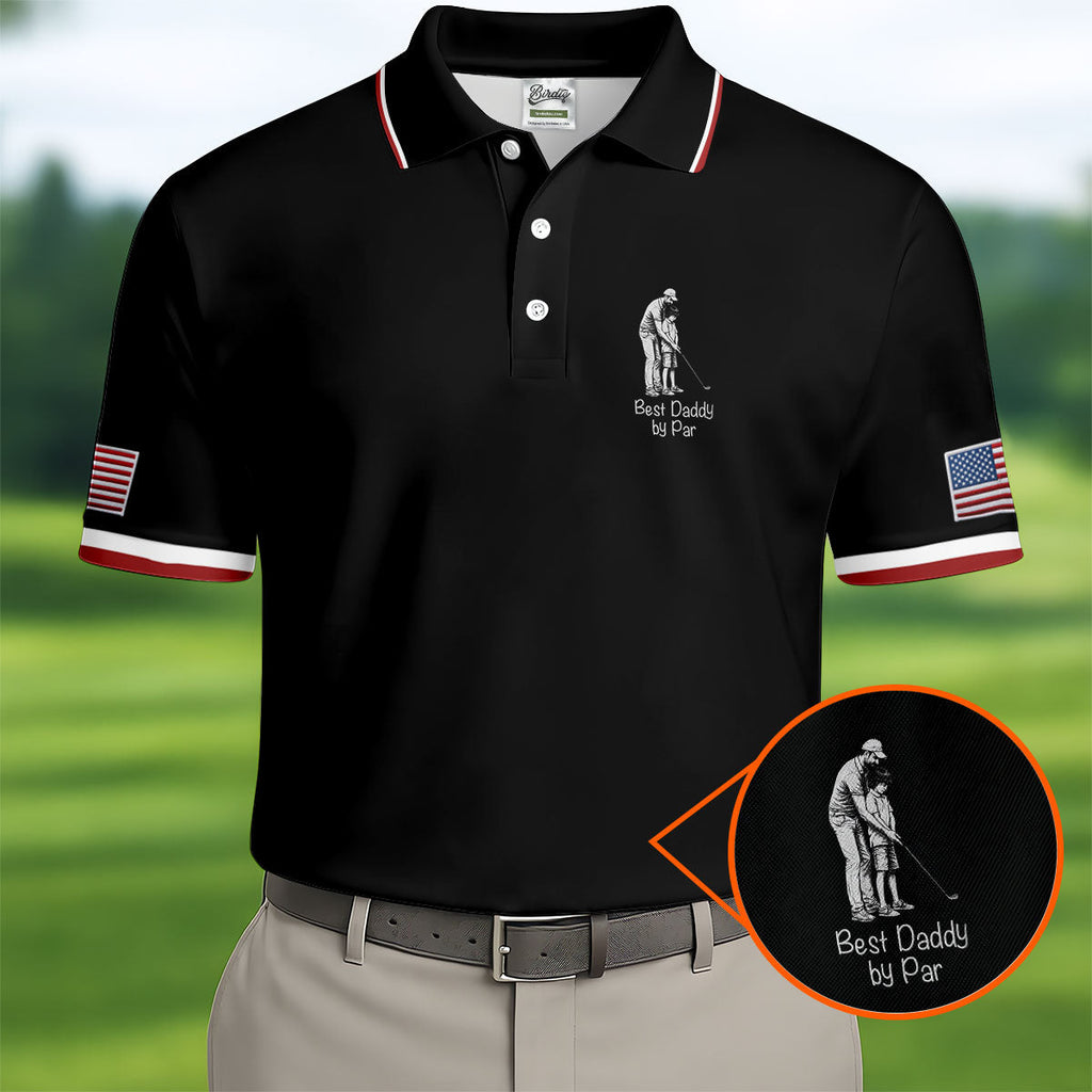 Best Dad Papa By Par Custom Photo Father's Day Golf Shirt, Golf Gift For Dad, Golf Polo For Men
