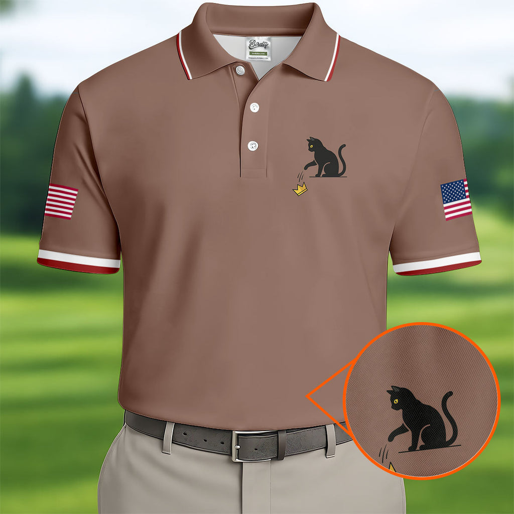 No King Naughty Cat 250 Years Patriotic Golf Shirt, Golf Shirts For Men, 4th Of July Golf Shirt