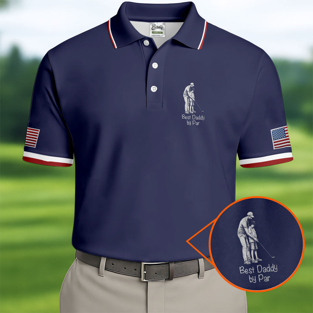 Best Dad Papa By Par Custom Photo Father's Day Golf Shirt, Golf Gift For Dad, Golf Polo For Men