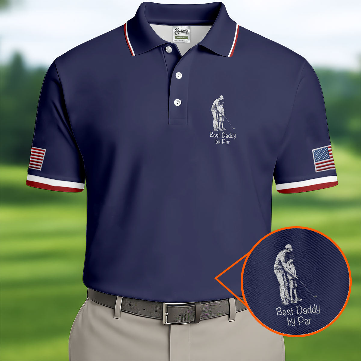 Best Dad Papa By Par Custom Photo Father's Day Golf Shirt, Golf Gift For Dad, Golf Polo For Men
