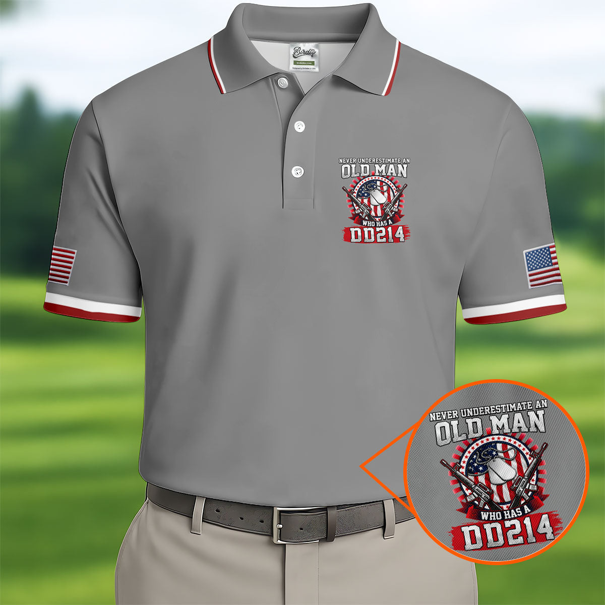 Never Underestimate An Old Man Who Was A DD214 Veterans Golf Shirts For Men, 250 Years Patriotic Golf Shirt