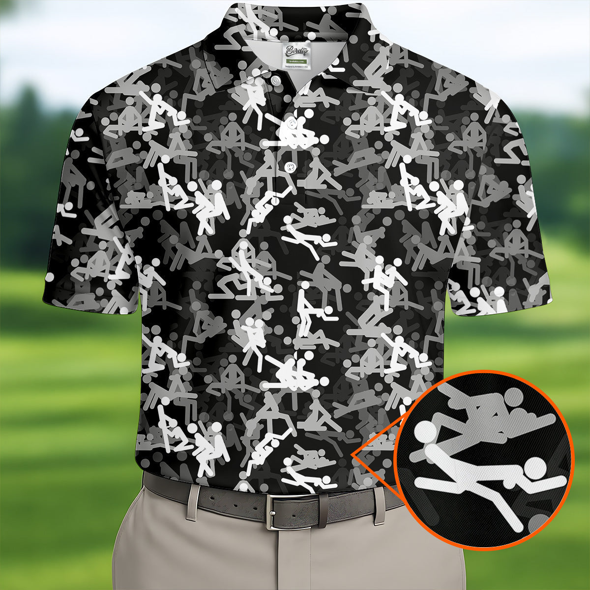 Black And White Funny Couple Mens Golf Polo Shirts, Cool Golf Gift, Golfing Apparel