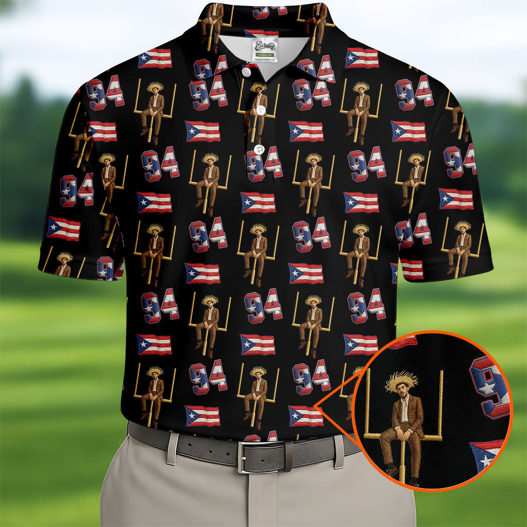 Bad Bunny Benito Bowl Football Theme Black Men Polo, American Football League Gift Ideas For Football Fans