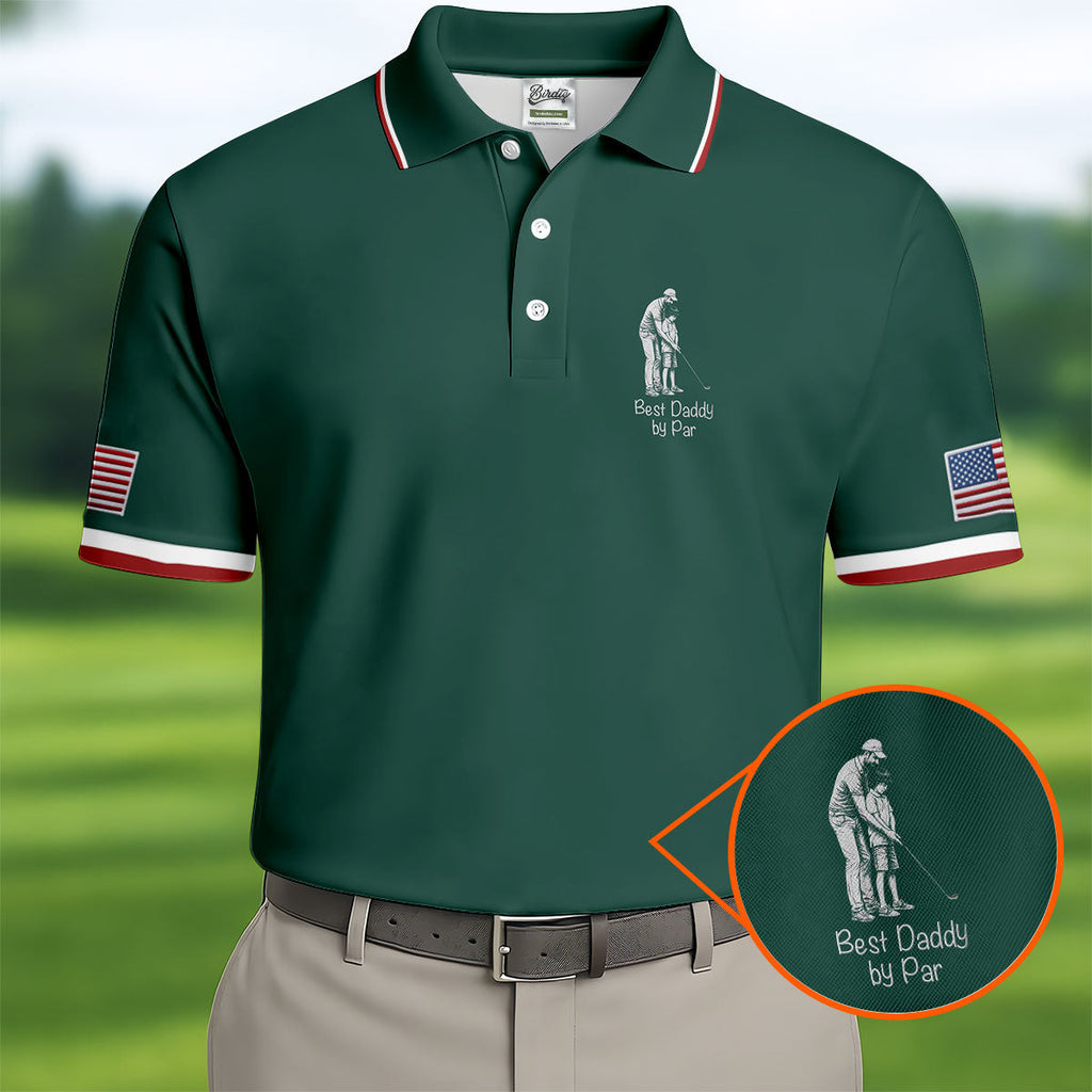 Best Dad Papa By Par Custom Photo Father's Day Golf Shirt, Golf Gift For Dad, Golf Polo For Men