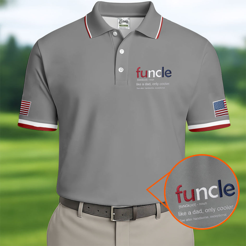 Funcle Like A Dad Only Cooler Father's Day Golf Shirt, Men's Funny Golf Shirts, Golf Gift For Dad