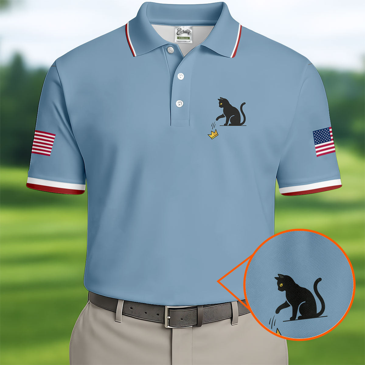 No King Naughty Cat 250 Years Patriotic Golf Shirt, Golf Shirts For Men, 4th Of July Golf Shirt