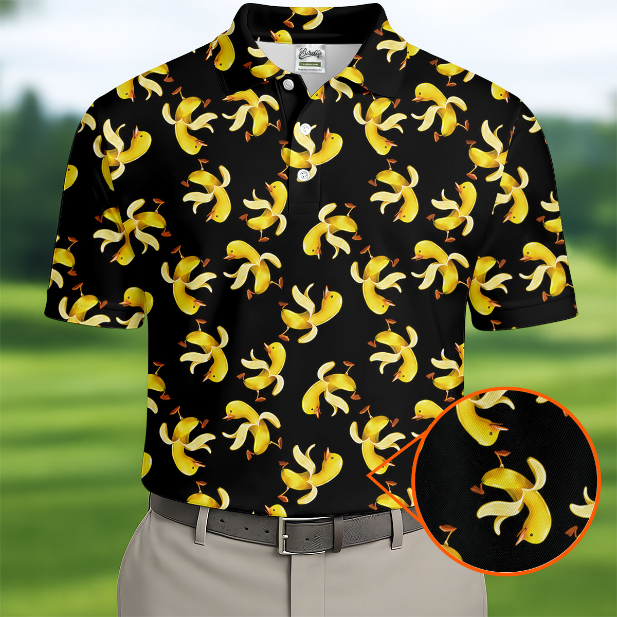 Banana Duck Hawaiian Golf Shirt, Men's Funny Golf Shirts, Polo Shirts For Men