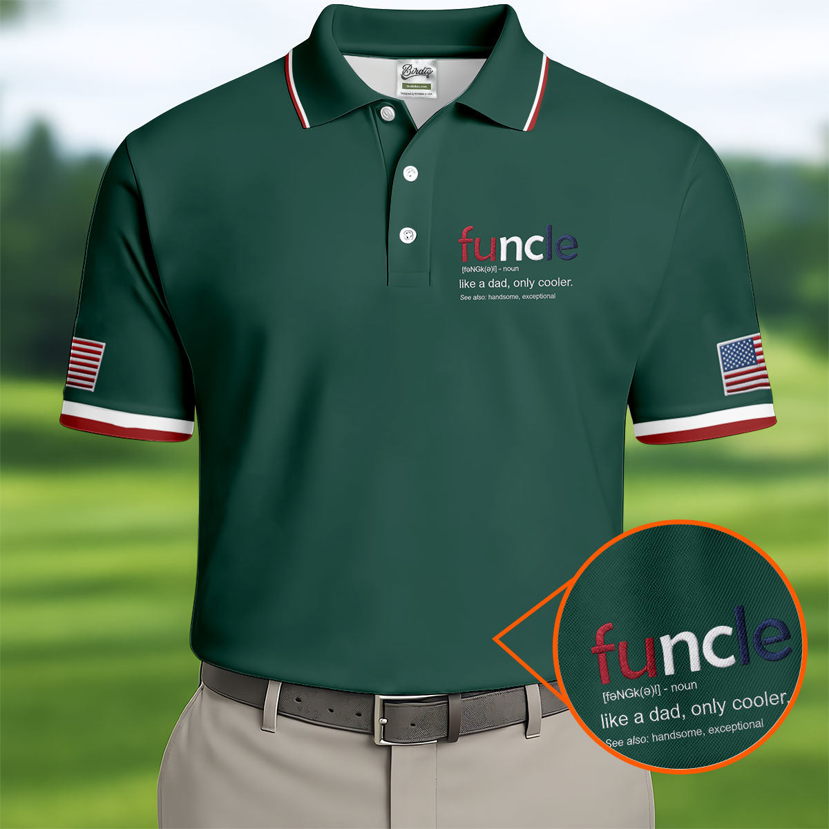 Funcle Like A Dad Only Cooler Father's Day Golf Shirt, Men's Funny Golf Shirts, Golf Gift For Dad