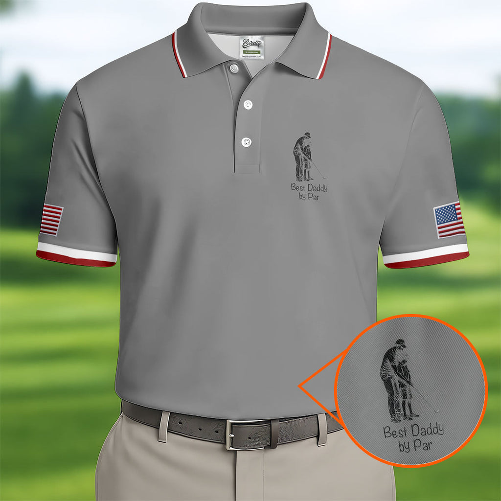 Best Dad Papa By Par Custom Photo Father's Day Golf Shirt, Golf Gift For Dad, Golf Polo For Men