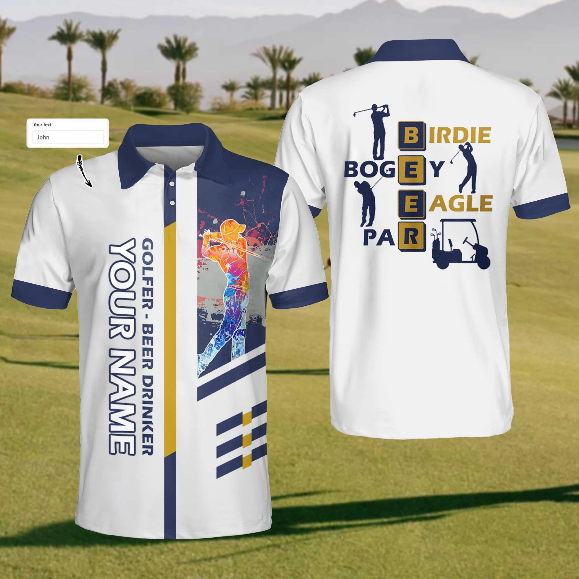Golfer - Beer Drinker Custom Mens Golf Polo Shirt, Mens Golf Gift, Golf Lover Gift