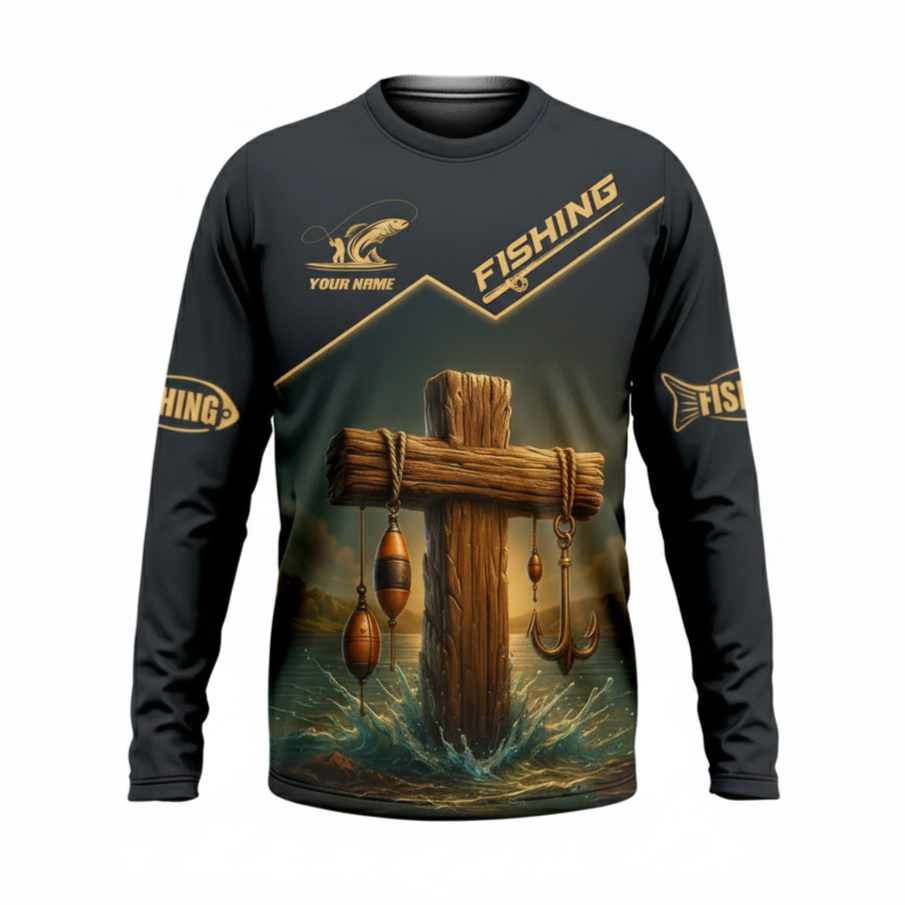 Personalized Follow Me And I Will Make You Fishers Of Men Fishing Long Sleeve Shirt, Jesus Fishing Shirt, Custom Name