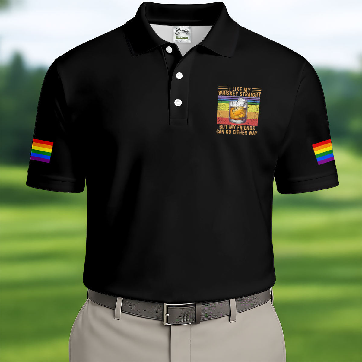 I Like My Whiskey Straight LGBT Pride Month Men's Funny Golf Shirts, LGBT Support Pride Shirt